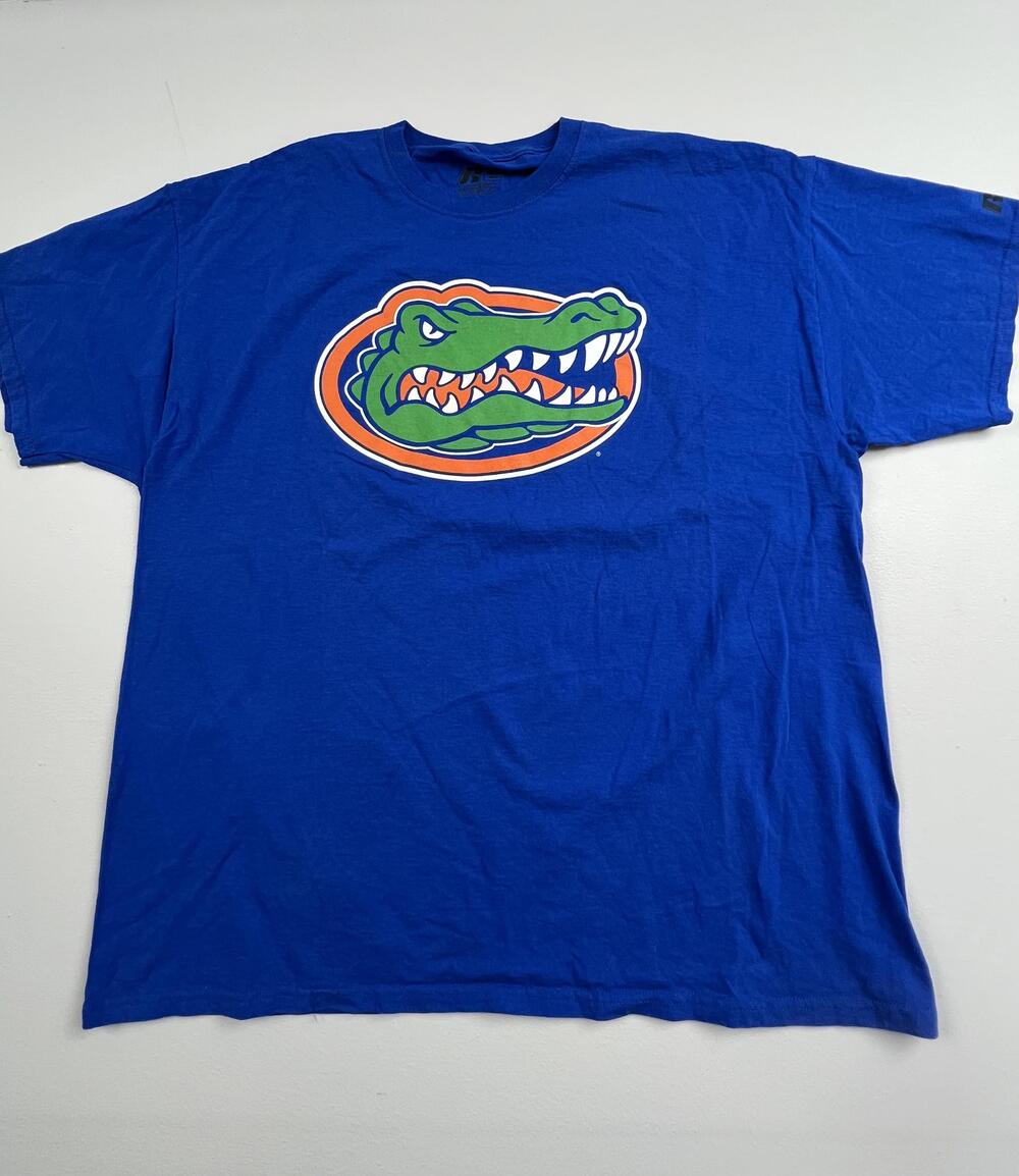 Florida Gators Shirt Mens 2XL Blue NCAA Football Russell Athletic Logo Tee